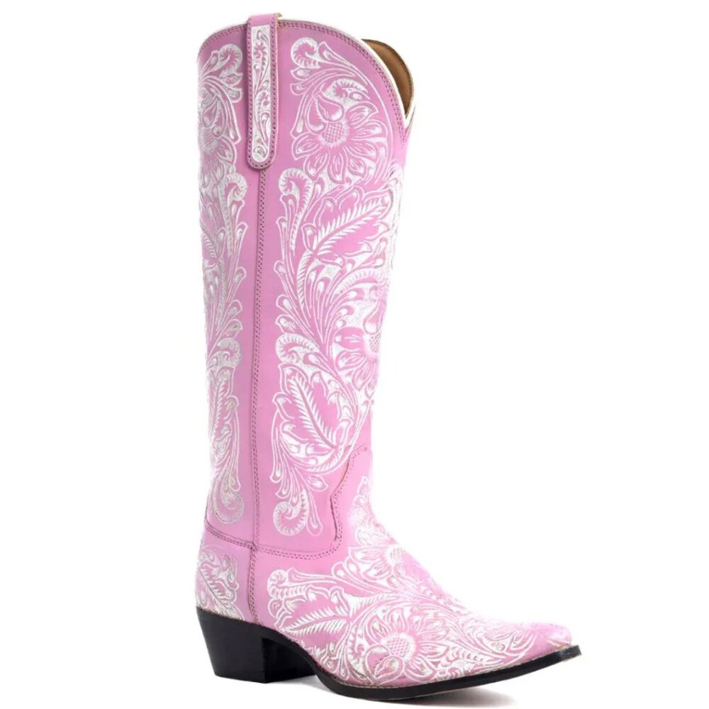 MYRA BAG Valentina Trail Hand Tooled Tall Pink Cowboy Boots 6-11NWT - Picture 4 of 16